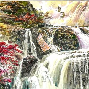 高山流水風景藝術畫
