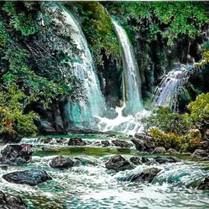 山水瀑布畫