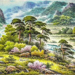 《新坪之春》山水風景畫