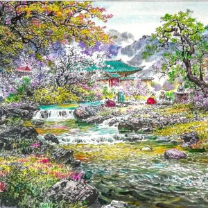 【春滿人間】彩墨山水畫