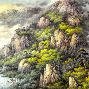 雲峰翠谷 彩墨山水畫