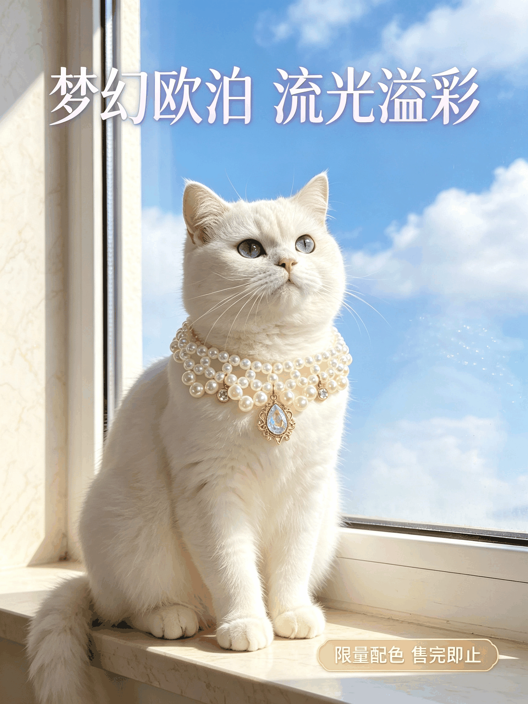 復古珍珠寶石寵物項鍊 高級感輕奢貓咪小型犬拍照裝飾項圈 多色可選:圖片 7