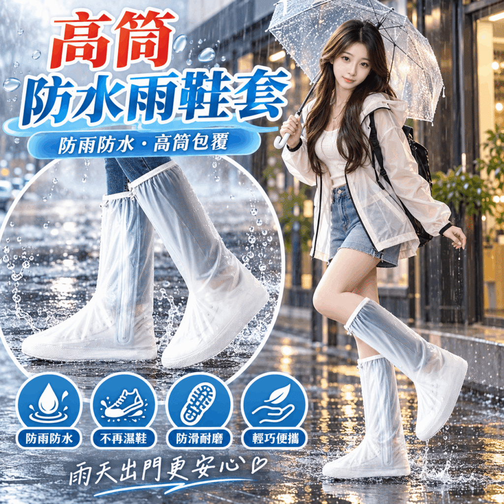 高筒防水雨鞋套 防滑雨鞋套 圖2