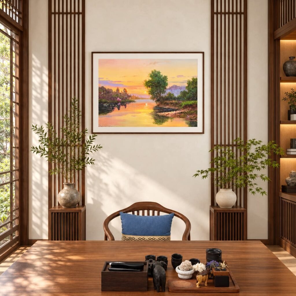 水滴美學-山水夕照純手繪 一物一品