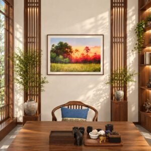水滴美學-秋林夕照純手繪 一物一品