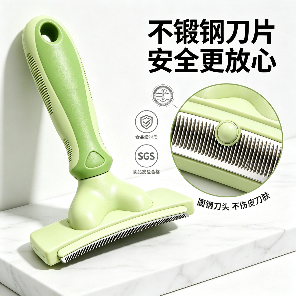 貓狗一鍵除毛梳|加厚梳齒・黃綠雙色可選:圖片 5