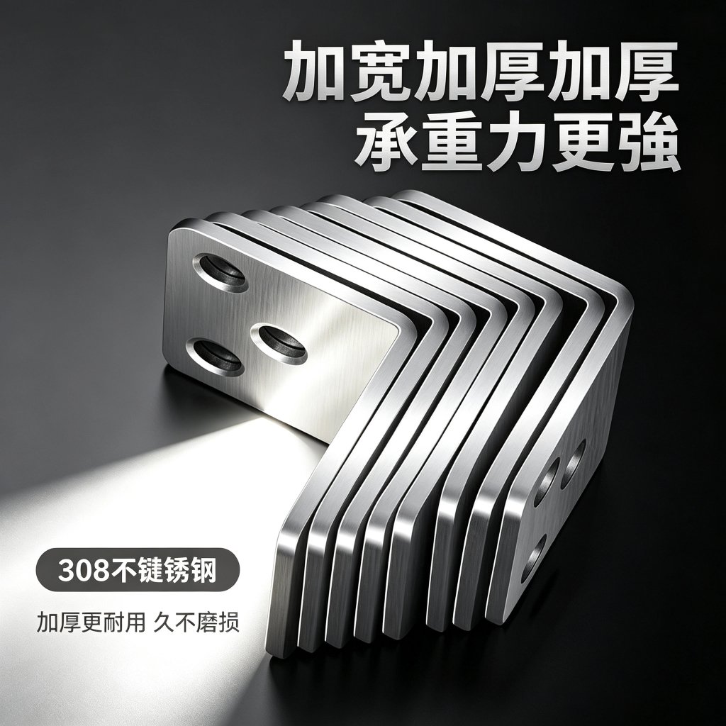 L型不鏽鋼角鐵|多尺寸直角固定片|層板木作五金支撐件:圖片 2