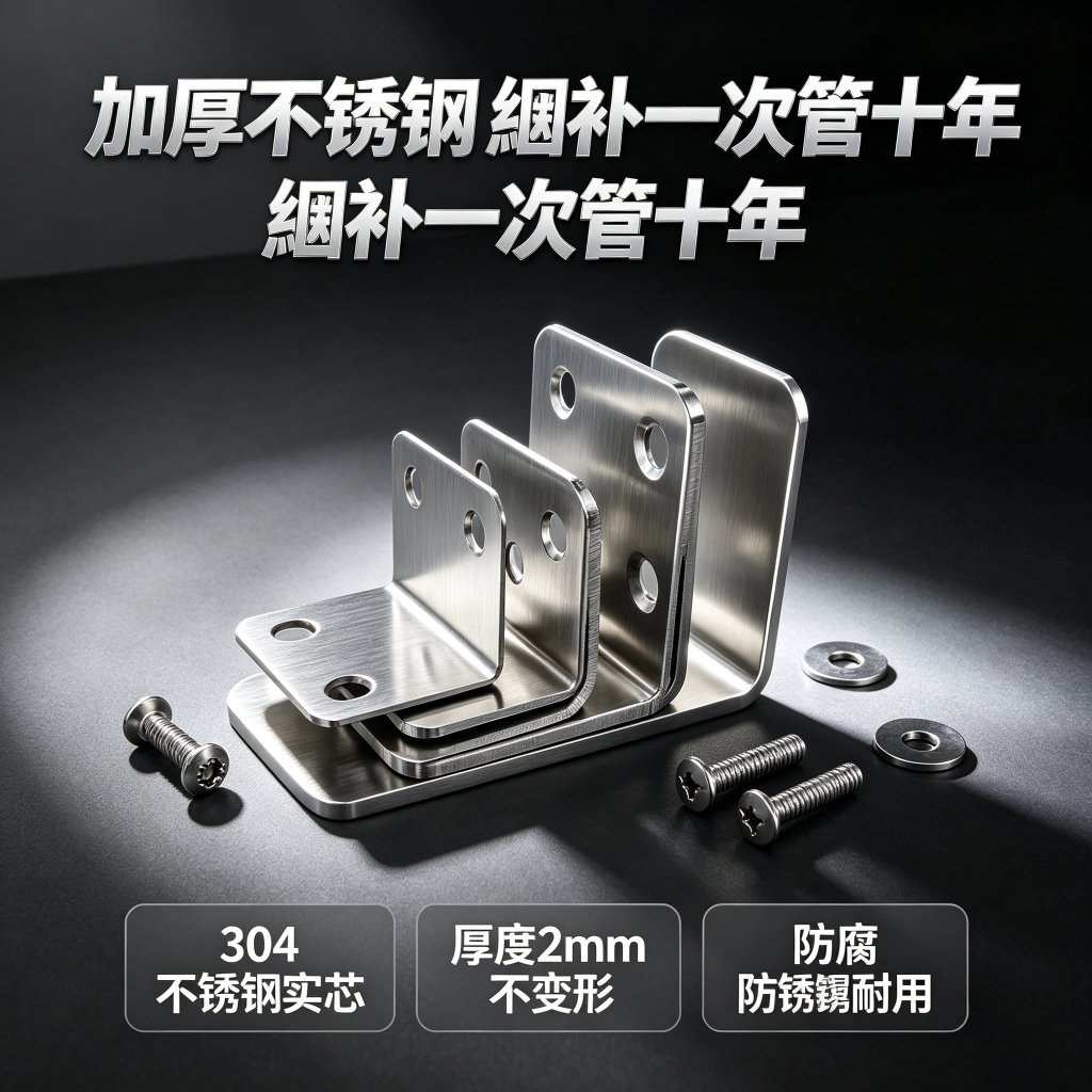 L型不鏽鋼角鐵|多尺寸直角固定片|層板木作五金支撐件:圖片 8