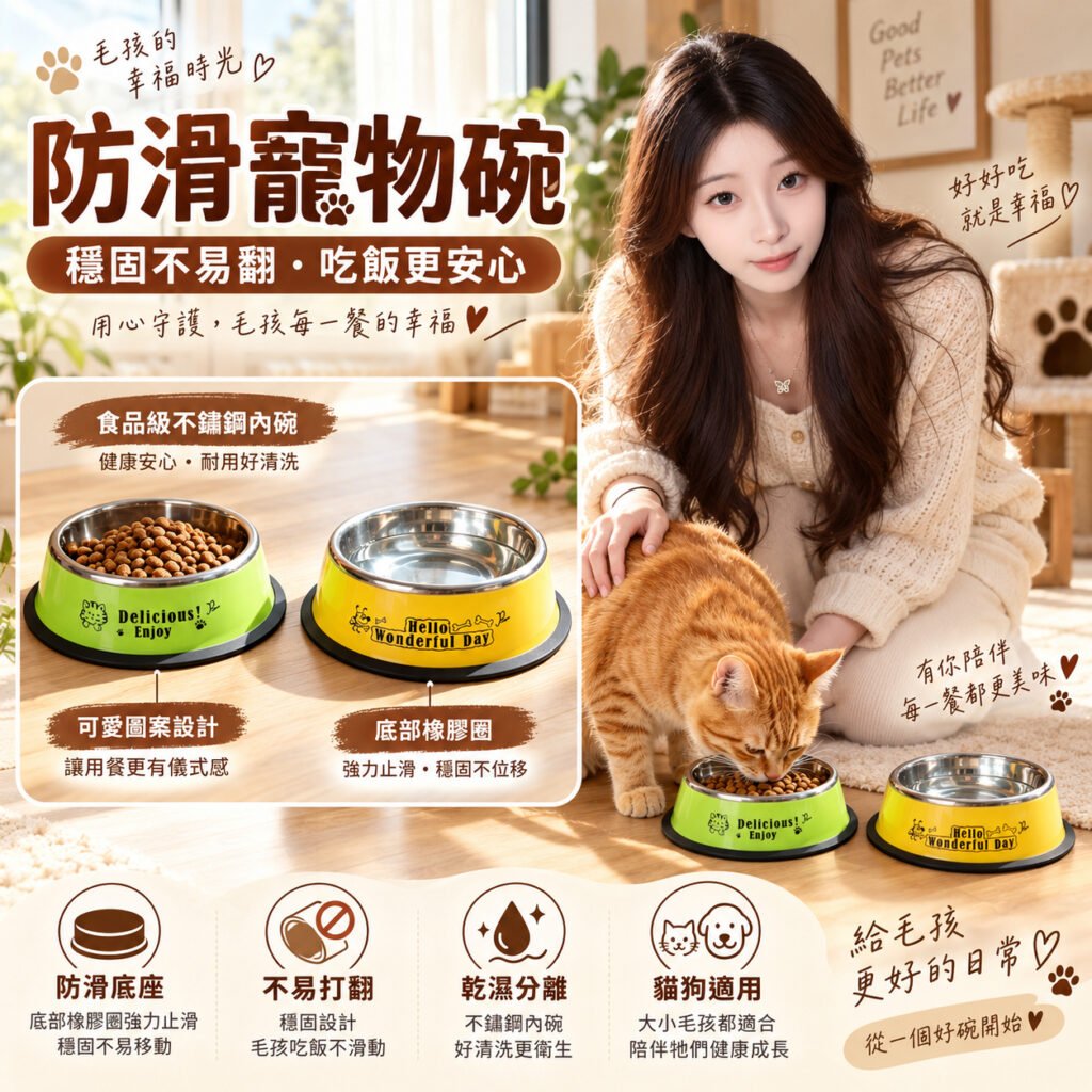 不鏽鋼寵物碗|貓狗通用飼料碗與飲水碗・大中小尺寸多色可選