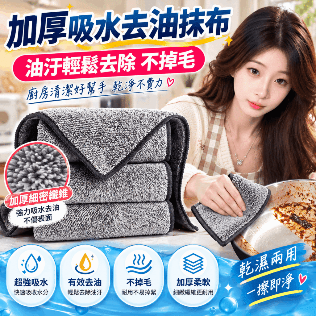 竹炭綠吸水抹布|廚房竹炭纖維清潔布|三種尺寸可選