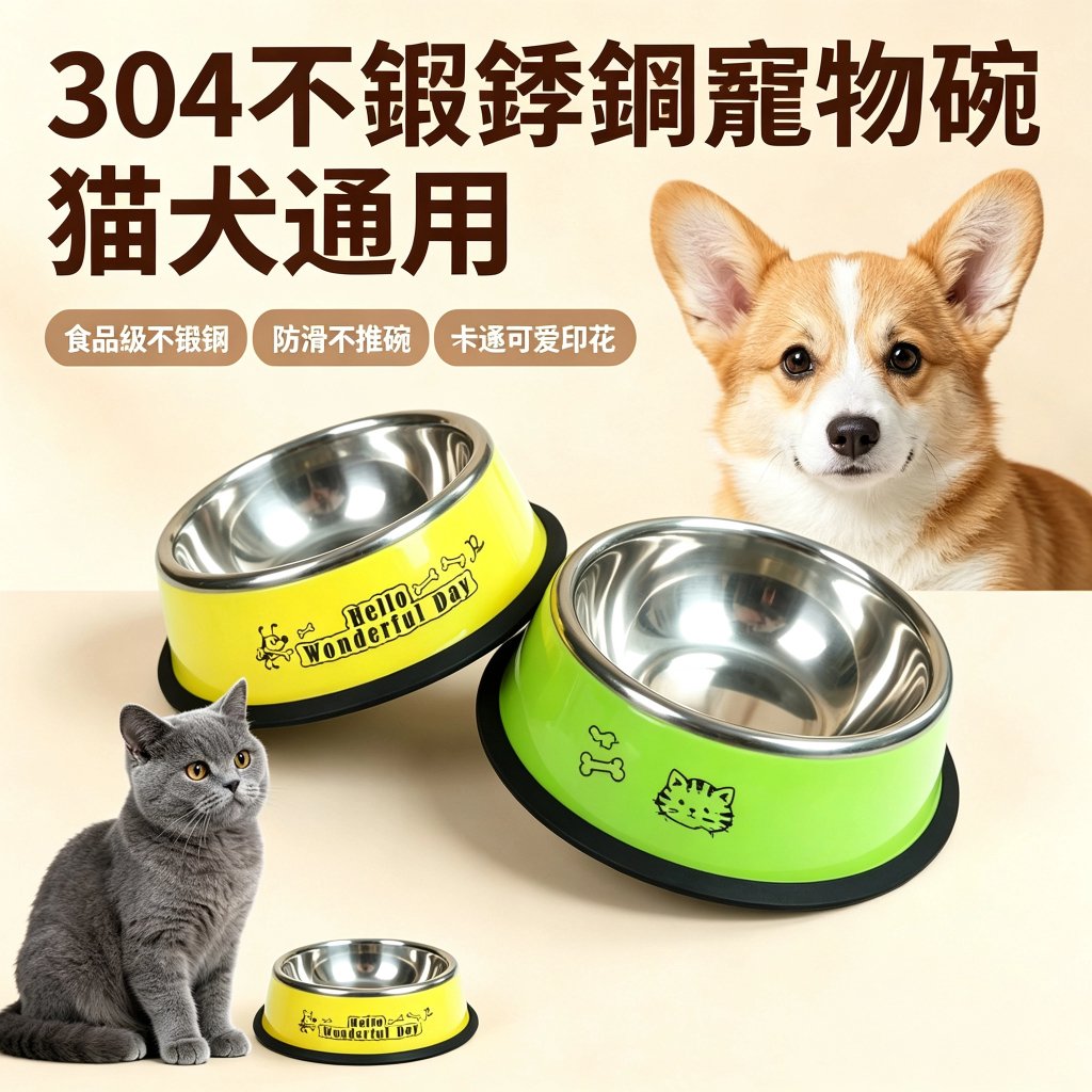 不鏽鋼寵物碗|貓狗通用飼料碗與飲水碗・大中小尺寸多色可選:圖片 3
