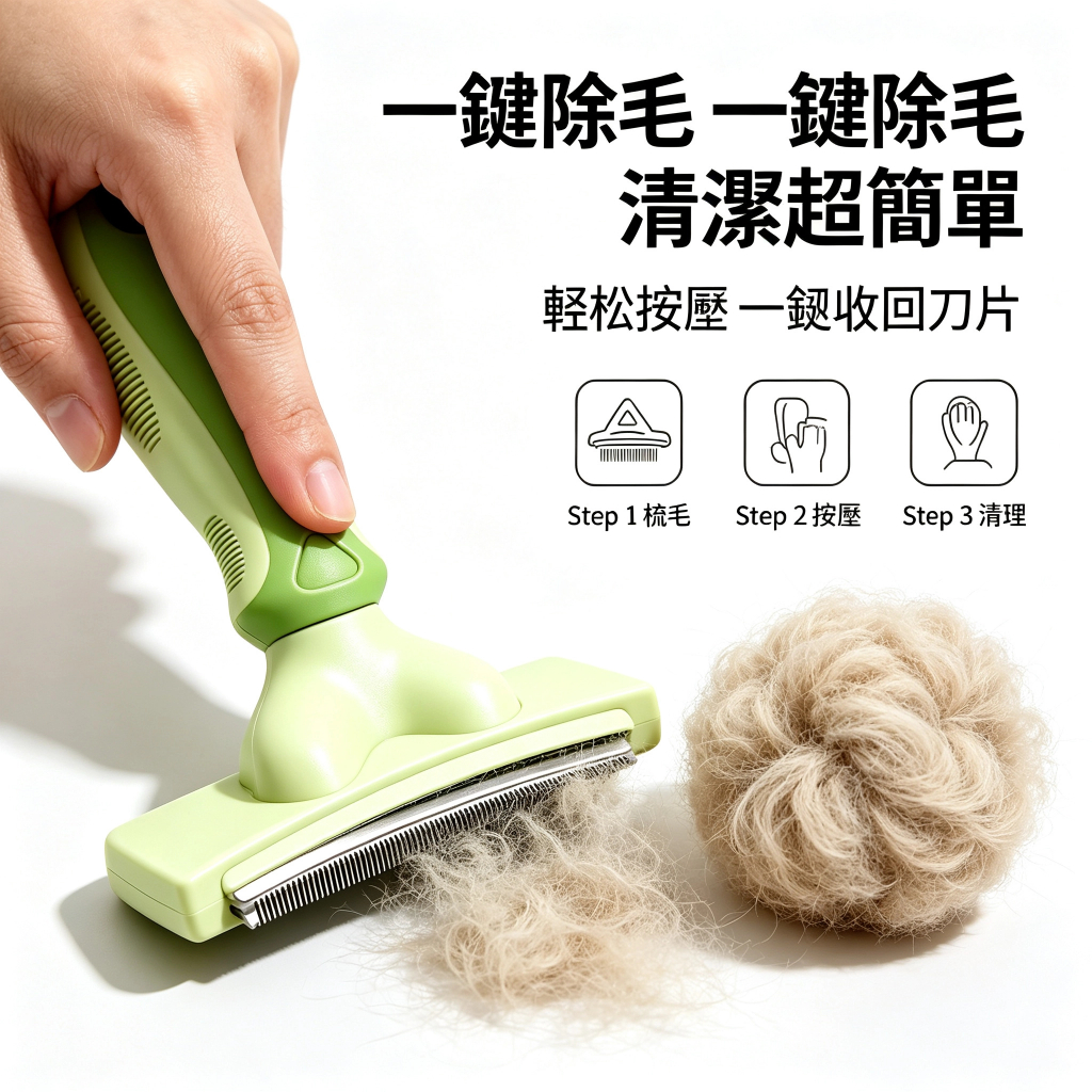 貓狗一鍵除毛梳|加厚梳齒・黃綠雙色可選:圖片 9