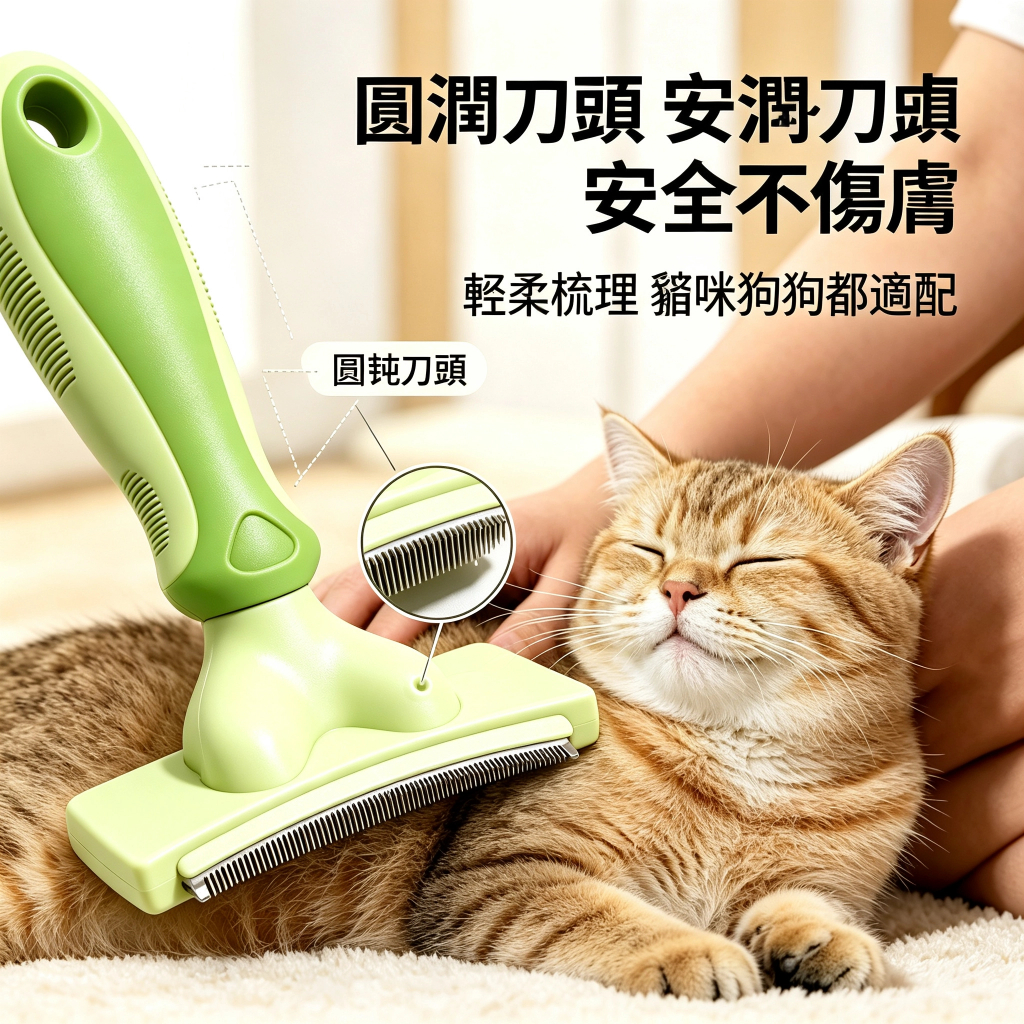 貓狗一鍵除毛梳|加厚梳齒・黃綠雙色可選:圖片 10
