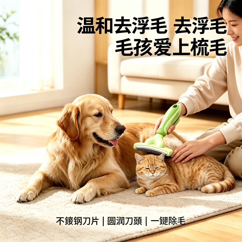 貓狗一鍵除毛梳|加厚梳齒・黃綠雙色可選:圖片 8