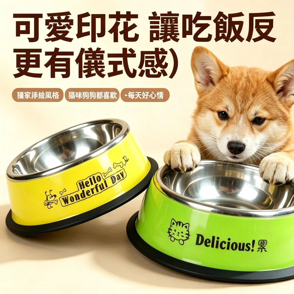 不鏽鋼寵物碗|貓狗通用飼料碗與飲水碗・大中小尺寸多色可選:圖片 5