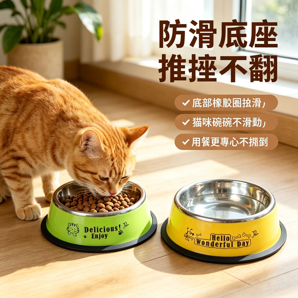 不鏽鋼寵物碗|貓狗通用飼料碗與飲水碗・大中小尺寸多色可選:圖片 4