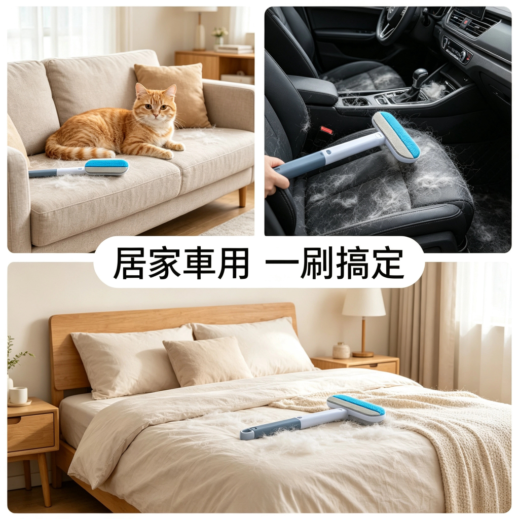 貓狗除毛清潔刷|沙發衣物毛髮整理・附刮水條與小刷具:圖片 7