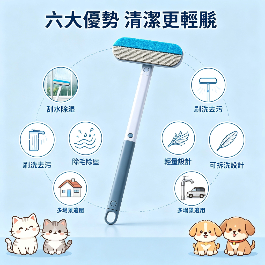 貓狗除毛清潔刷|沙發衣物毛髮整理・附刮水條與小刷具:圖片 8