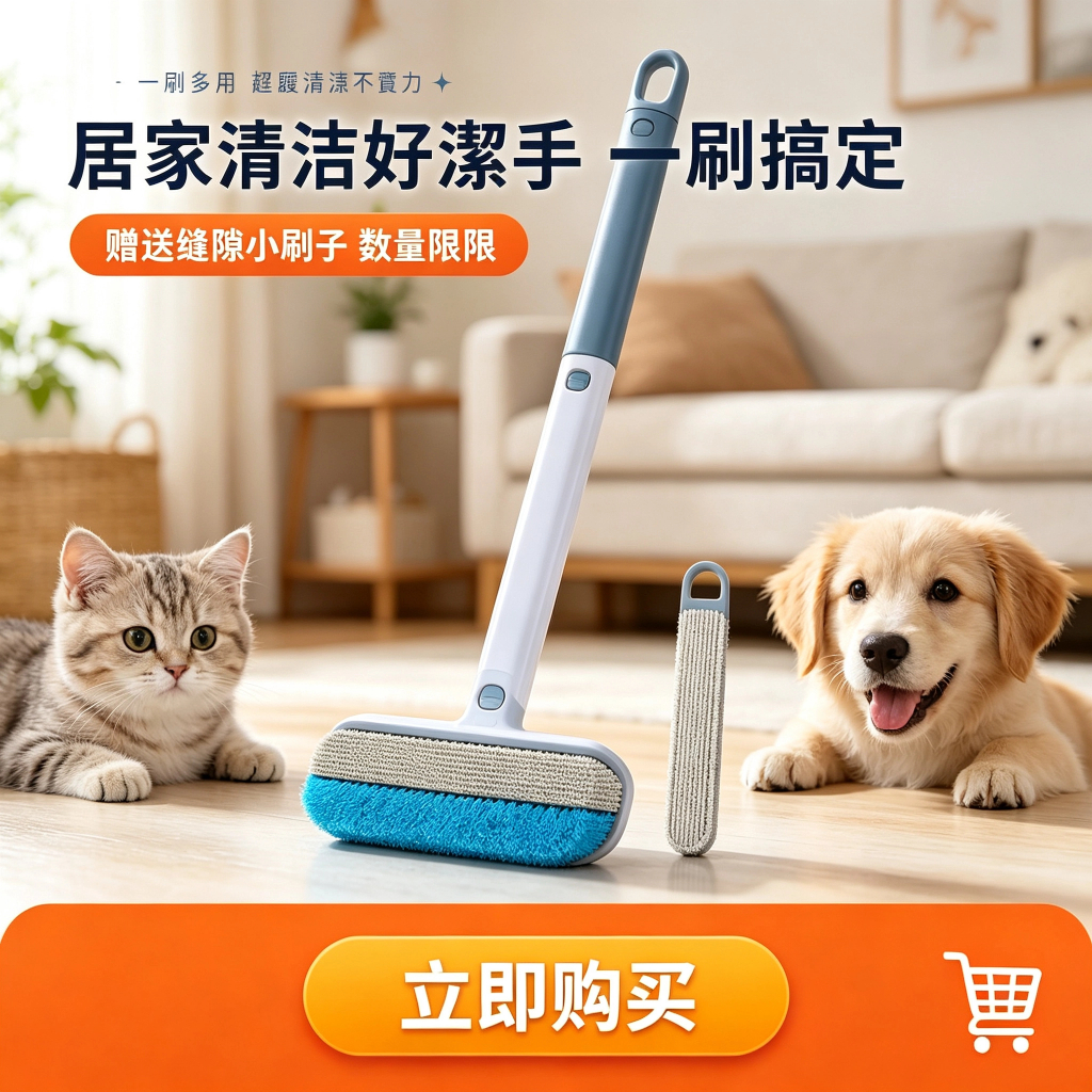貓狗除毛清潔刷|沙發衣物毛髮整理・附刮水條與小刷具:圖片 6