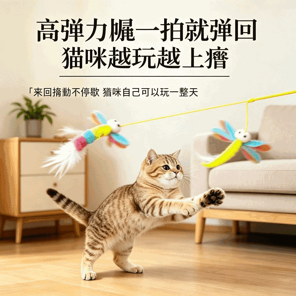 掛門式可【台灣出貨】調節逗貓棒 吸盤懸掛毛球羽毛逗貓玩具 帶鈴鐺貓咪自嗨解悶玩具 幼貓成貓通用:圖片 5