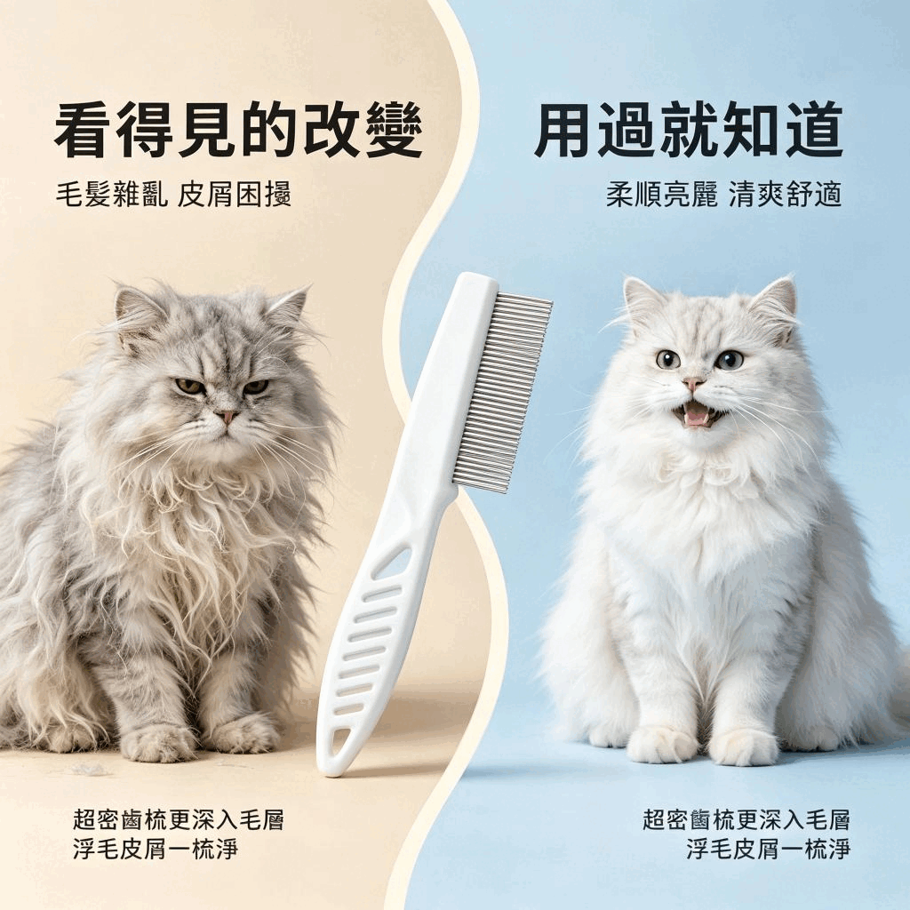 【毛孩日常梳理】貓狗密齒排梳|圓頭梳齒・大號小號可選:圖片 6