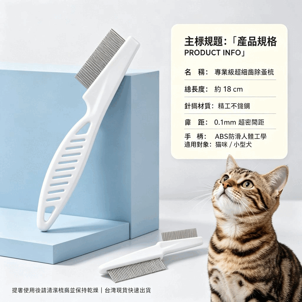 【毛孩日常梳理】貓狗密齒排梳|圓頭梳齒・大號小號可選:圖片 4